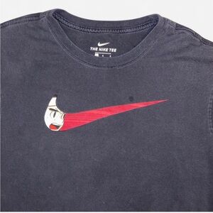 Nike Black Tee with Red Anime Graphic Swoosh